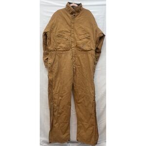 Berne Duck Coveralls Insulated 2XLR Brown Workwear Zip Legs *Read